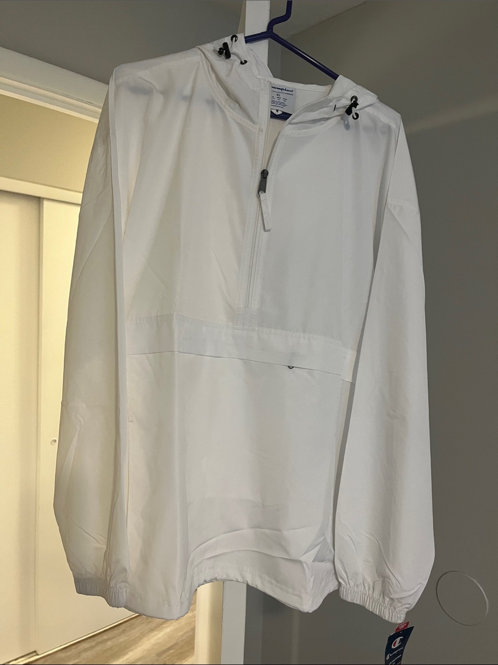 Champion White Men's Hooded Windbreaker Anorak